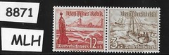 #8871 MLH stamps B107 & B112 Germany 1937 Winter Relief / Ships / Schooners