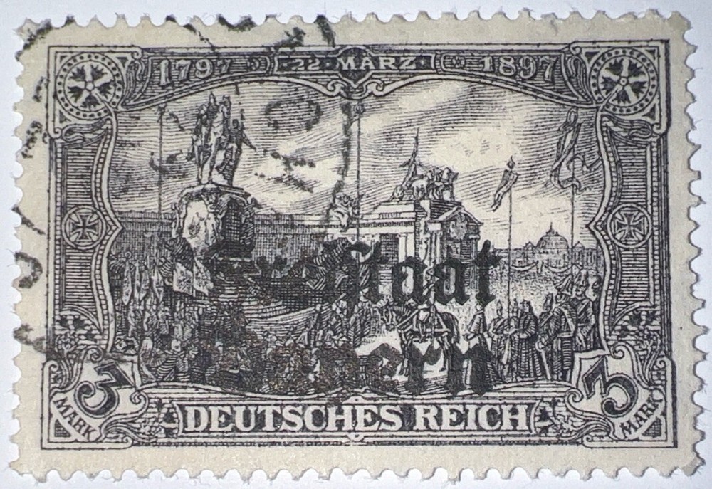 Travelstamps: 1919 Germany Bavaria Bayern Freistaat 3 Mark Mi. Nr. 150 Used