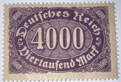 Travelstamps: 1922 Germany Stamps Deutsches Reich 4000 Mark Mi. Nr. 255 MOGNH