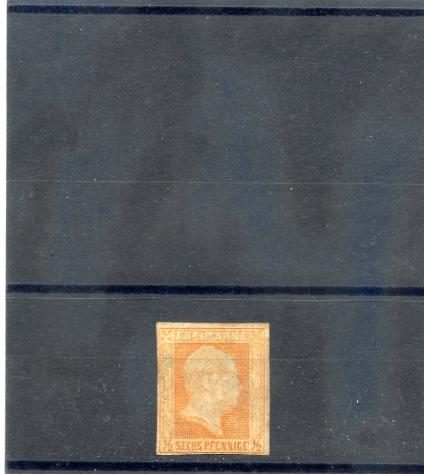 GERMANY, PRUSSIA Sc 2(MI 1)*F-VF OG 1850 1/2Sgr RED ORANGE $165