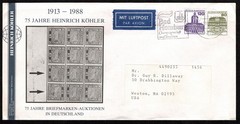 GERMANY Airmail to USA Stamp Dealers Postal History: Kohler, Gerd Ladewig