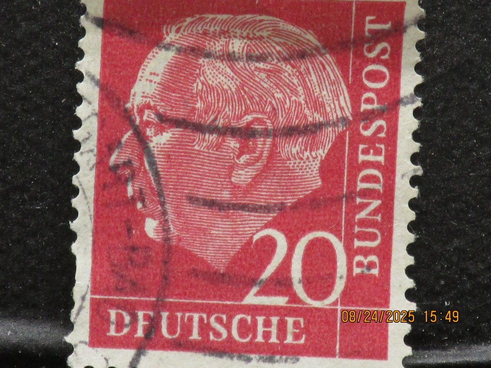 The listing is:(1)1954 Deutsche Dr. Theodor Heuss 20 Pfennig Postage Stamp-LH