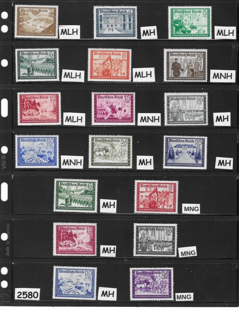 Unused stamp set 1939 & 1941 B148-B159 Hitler’s culture & Postal fund #2580