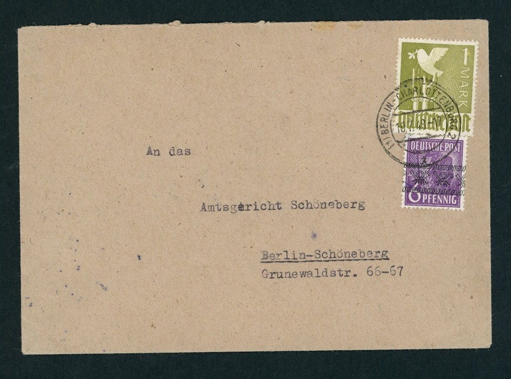 Berlin tenfold franking 18.07.1948 Berlin Charlottenburg near Schöneberg