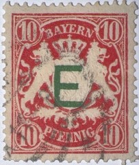 Travelstamps: 1908 Germany Bayern Railway Official Overprint Stamp #O3 Used 10pf