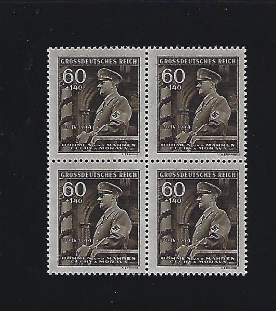 MNH Stamp Block B25 Adolf Hitler Birthday 1944 / WWII Occupation Third Reich