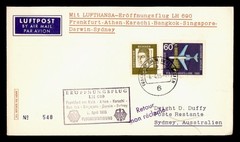 DR WHO 1965 GERMANY FIRST FLIGHT LUFTHANSA FRANKFURT TO AUSTRALIA SYDNEY M65615