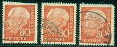 GERMANY SCOTT # 760, PRESIDENT THEODOR HEUSS, USED, 3 STAMPS, GREAT PRICE!