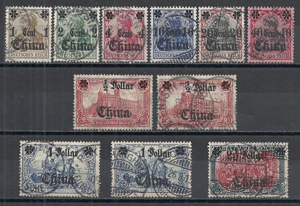 German China 1906 MI 38-47 including 45I-II+46I-II CANC VF