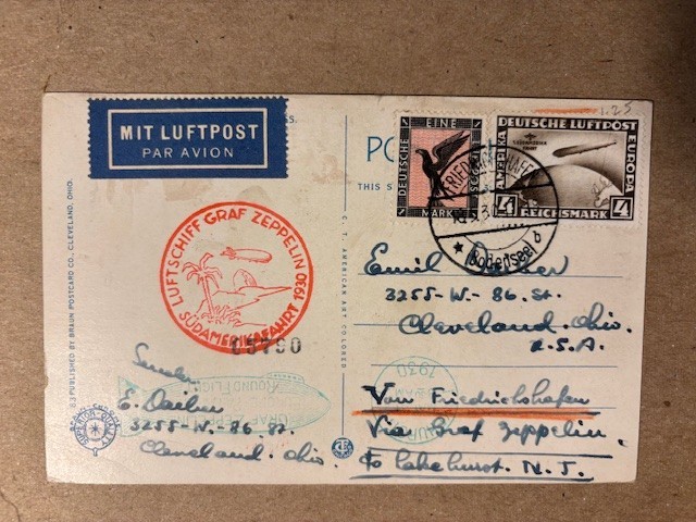 1930 Germany Graf Zeppelin LZ 127 South America Flight Lakehurst Michel 438 439