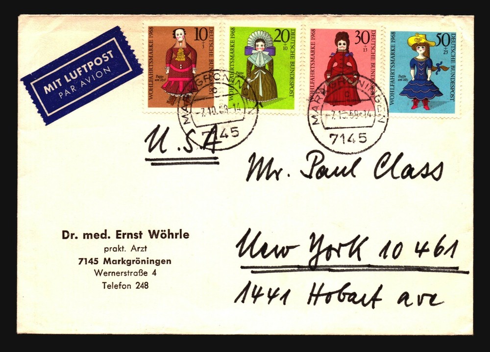 Germany Mi 571 – 574 On Cover – Z15642