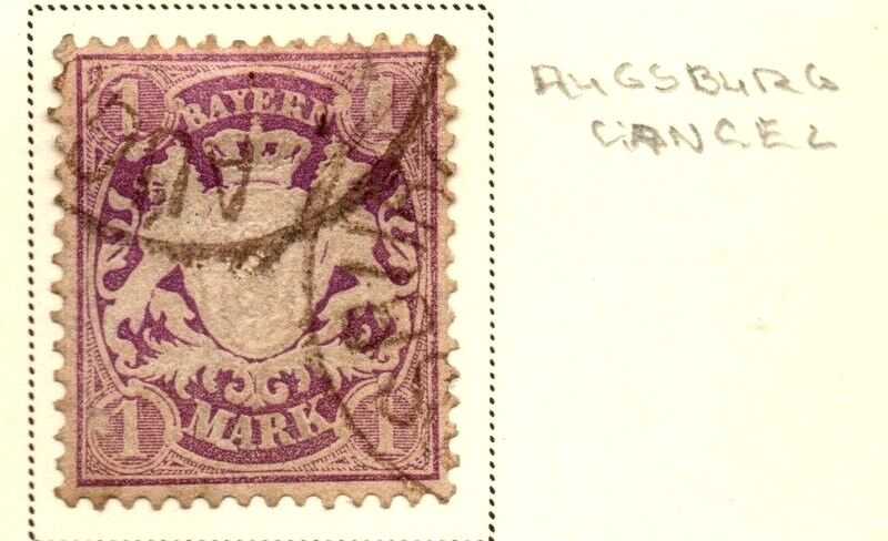 GERMANY BAVARIA SC# 32 USED STAMP AUGSBURG CANCEL FREE SHIPPING IN USA