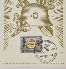 Original WWII Germany Tag der Briefmarke 1943 Card Stamp Day Scott B215 Cancel