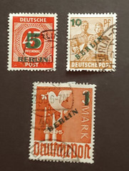 1950 SURCHARGES 3 STAMPS VF USED GERMANY DEUTSCHLAND