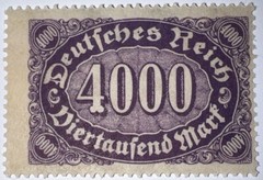 Travelstamps: 1922 Germany Stamps Deutsches Reich 4000 Mark Mi. Nr. 255 MOGNH