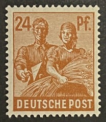 Travelstamps: 1947 Germany Allied Occu. Stamps Sc #565 – 24pf Reapers Mint MOGH