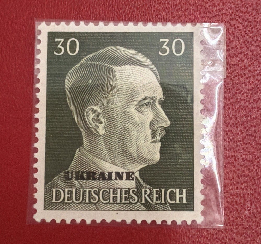 Germany WWII 30pf Hitler Stamp – „UKRAINE“ Fantasy Overprint – Mint