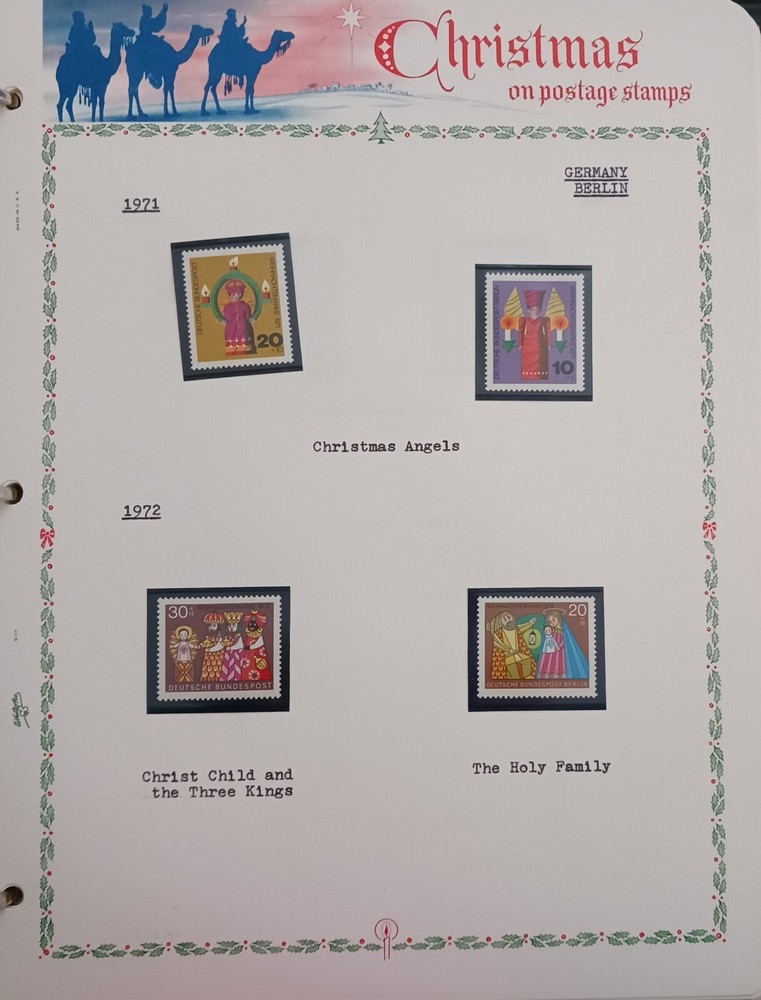 GERMANY – BERLIN – 1971 – 1972 – CHRISTMAS STAMPS ON ALBUM PAGE – MNH