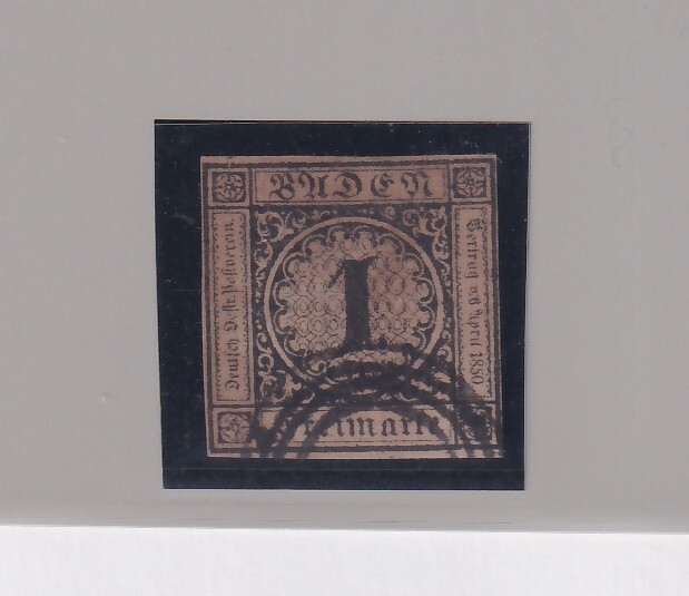 1851 Ancient German States Baden: 1K. Brownish (N° 1) SPL. Brun. (279/S480)