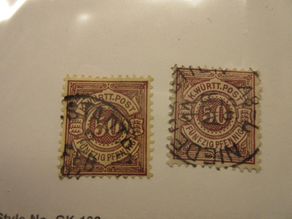 WURTEMBERG Scott 68 (purple brown) & 68a (red brown) USED LotGS Cat $65.95