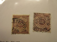 WURTEMBERG Scott 68 (purple brown) & 68a (red brown) USED LotGS Cat $65.95