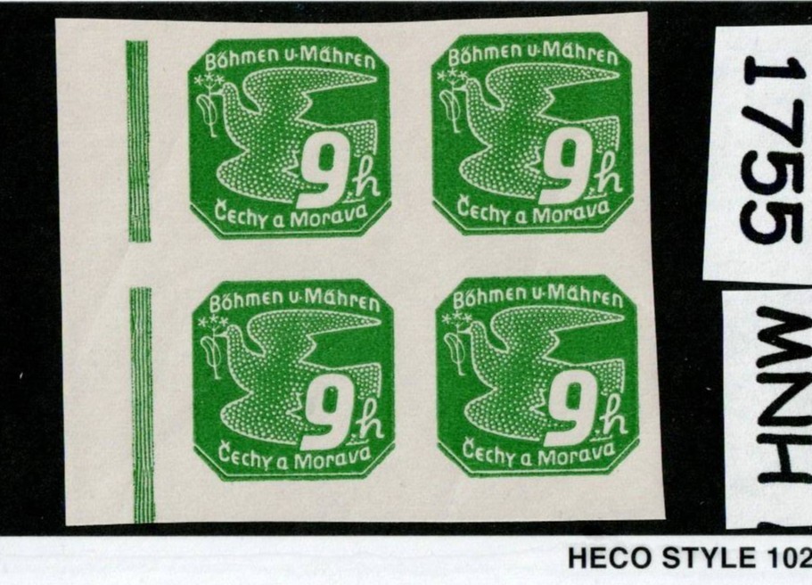 MNH stamp block Sc P4 Newspaper German Occupied Czechoslovakia WWII 1939 #1755
