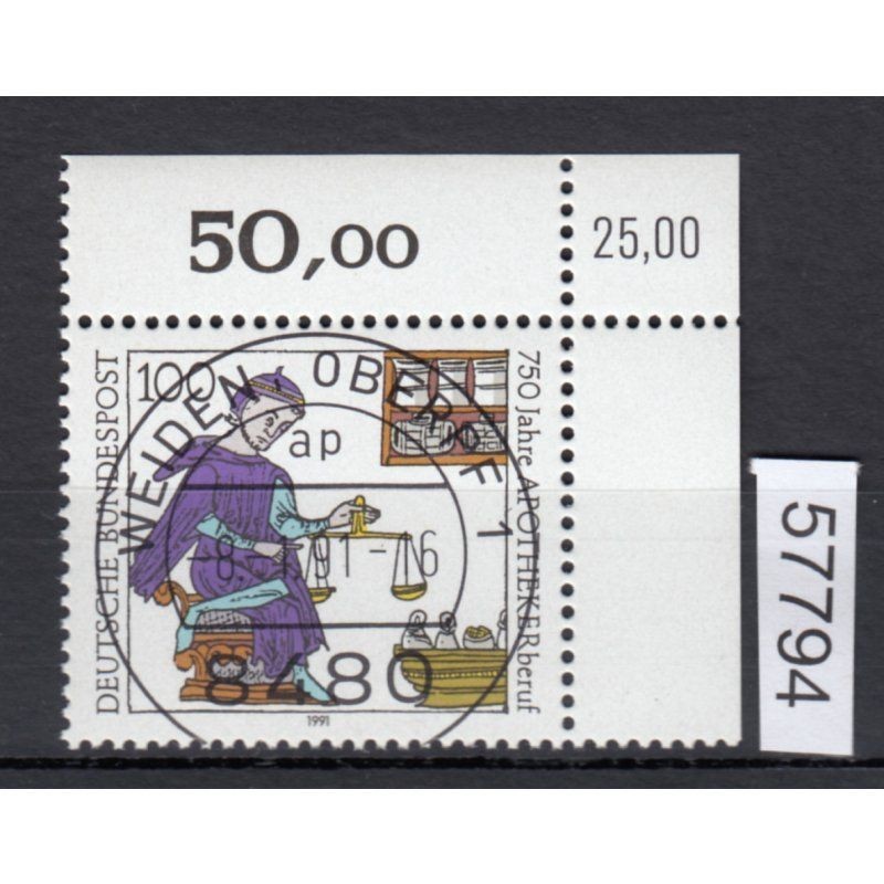 Federal Republic of Germany 1991, Mich.-No.: 1490, stamped corner edge KBWZ…