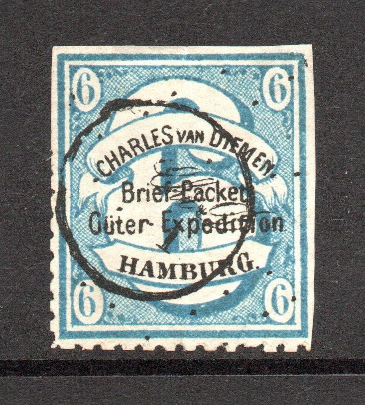 Hamburg Late 1800s 6p Van Diemen Local MH / Full Gum – S61140