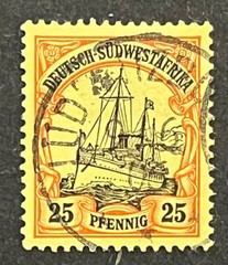 Travelstamps: GERMANY SOUTH WEST AFRICA STAMPS 25pf Kaiser’s Yacht Used Unwmk