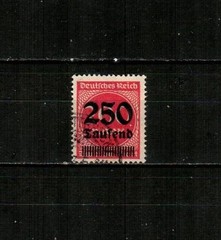 GERMANY Scotts 256 ( 1923 ) 250th m on 200m Inflation Era Surcharge F/VF Used #2