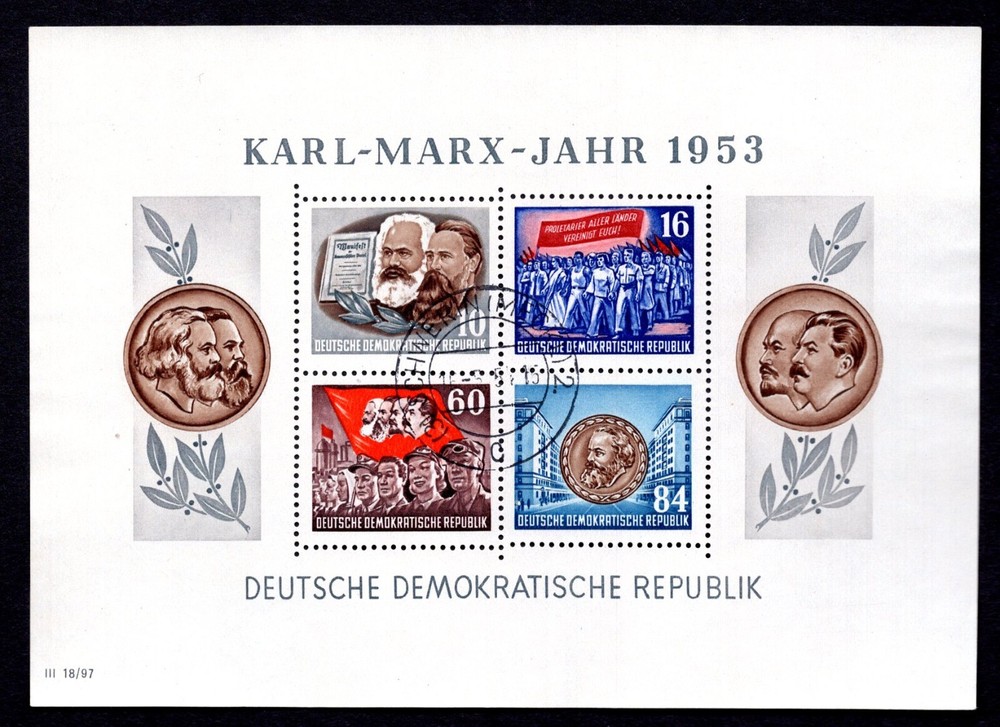 GERMANY 1953 EAST GERMANY Sc. #146a SOUVENIR SHEET USED