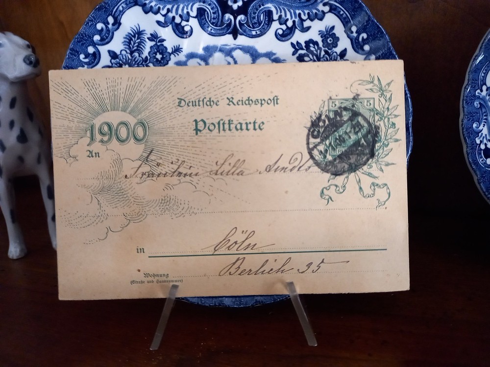 German Empire Postcard 1900 – 5 pf. Cancellation 1.1.1900 Cologne travelled x Cologne