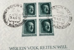 Germany 1937 Berlin Stamp Exh Souvenir Sheet 4 Imperf Hitler Stamps Sp Cancel 7B