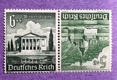 Germany 1940 – MNH Scott B179, 180. Se Tenant Pair. Kaub Castle, Poznan Theatre.