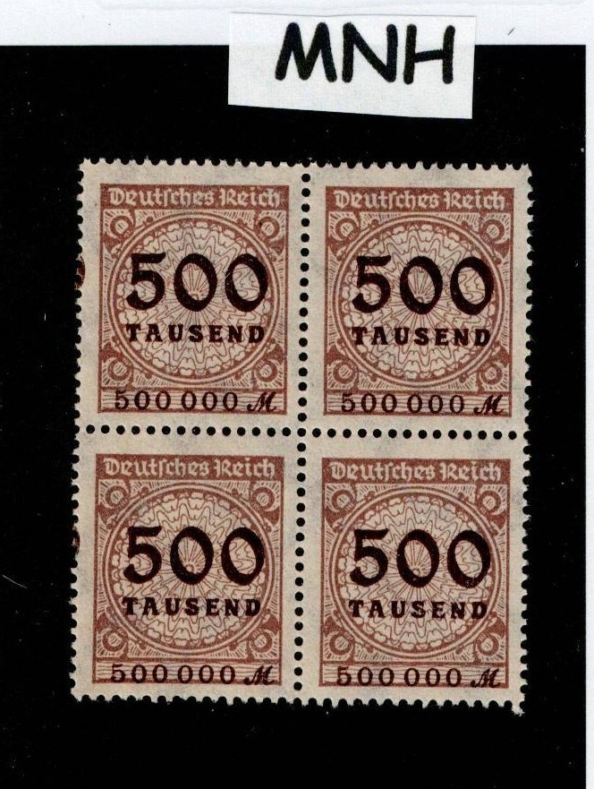 MNH stamp block 500K Mark Sc #280 Weimar German Republic 1923 From mint sheet