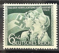 1943 German Stamp Mi:DR 843 Boy and Girl with Flag HJ 6+4 rpf MH* Mint /111