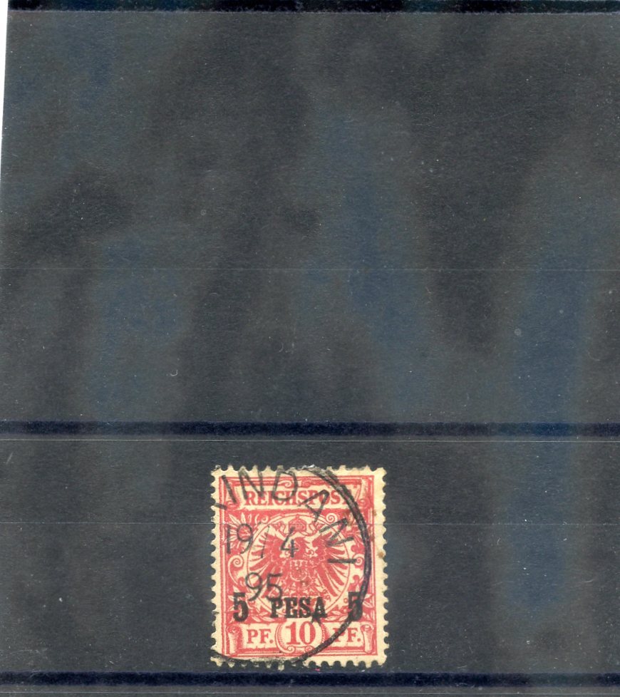 GERMAN EAST AFRICA Sc 3(MI 3Ia)VF USED 1893 5P/10pf BRIGHT ROSE RED $165