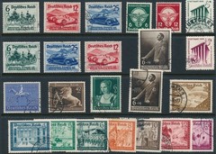 Stamp Germany Year 1939 Set WWII Hitler Danzig Mercedes Volkswagen Blue Ribbon U