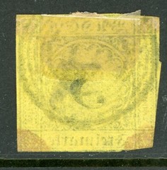 GANDALFGermany States 1851 Baden 3 Kr Black/Orange Thin Paper Scott #2a VFU G407