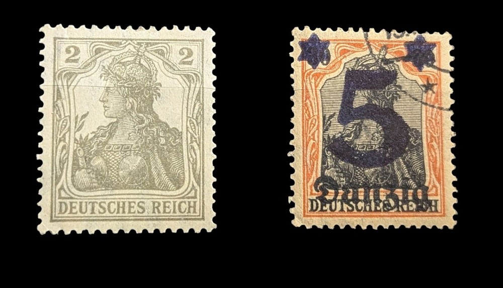 Lot Of 2 Stumps German Empire S#102 And S#16 Over Print 5 Dazig