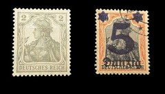 Lot Of 2 Stumps German Empire S#102 And S#16 Over Print 5 Dazig