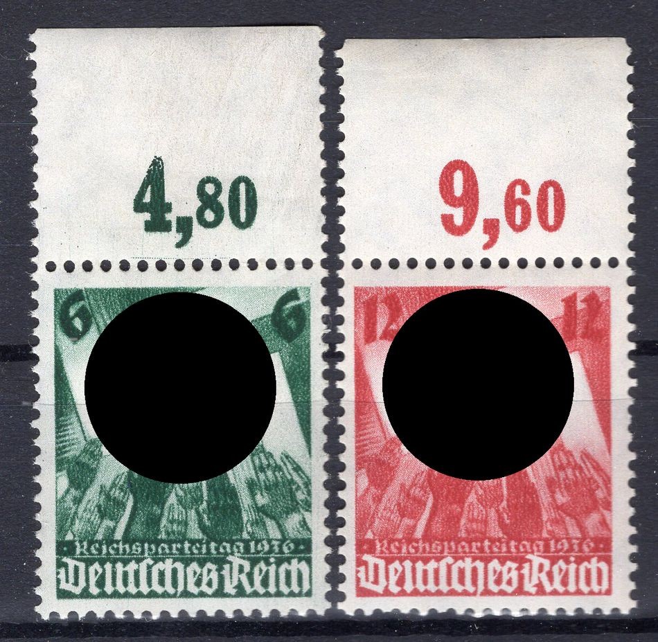 DR-3.Reich 632/33OR Top Border ** MNH Unhinged Fresh Postfrisch (y81396