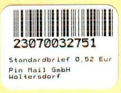 Pin Mail, Woltersdorf: Notmarke vom 10.11.2008 to 0.52 EUR, mint