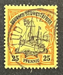 Travelstamps: GERMANY SOUTH WEST AFRICA STAMPS 25pf Kaiser’s Yacht Used Unwmk
