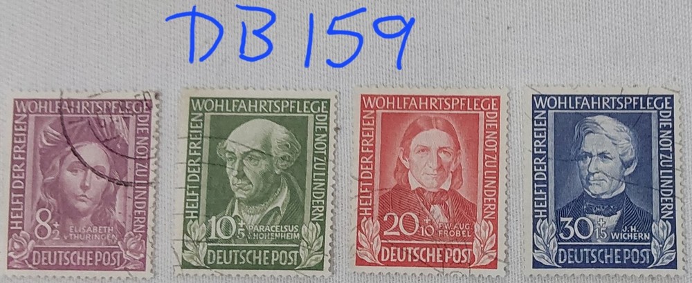 Germany Deutsche Post 1949 Charity Full Set 8+2, 10+5, 20+10, 30+15 VGU (DB159)