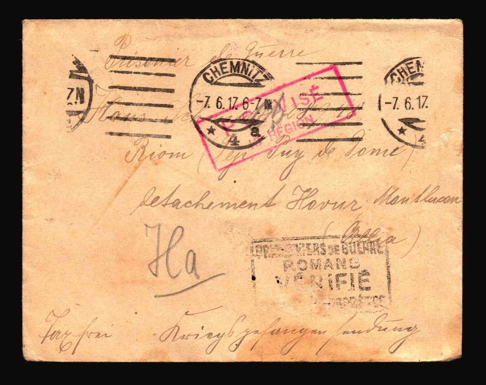 Germany 1917 POW Cover / Censor / CHEMNITZ Machine Cancel – Z14456