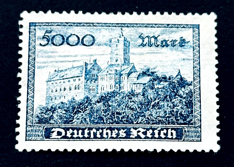 GERMANY Stamp – 1923 Wartburg Castle 5000 Mark Sn 237 MH r27