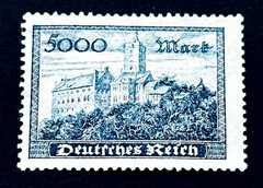 GERMANY Stamp – 1923 Wartburg Castle 5000 Mark Sn 237 MH r27