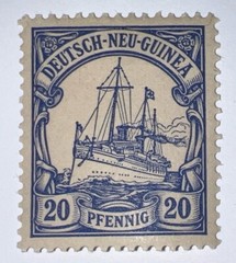 Travelstamps: GERMAN NEW GUINEA STAMPS Kaiser’s Yacht, 20 Pfennig MOGLH UnWmk