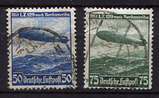 German Reich WW II : LZ 129 – Zeppelin set from 1936 – used